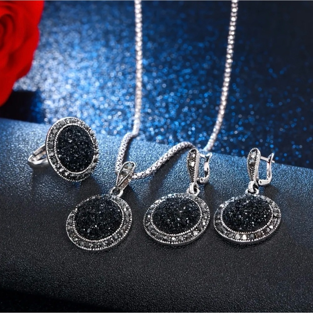 Ring + Necklace + Drop Earrings Chic Jewelry